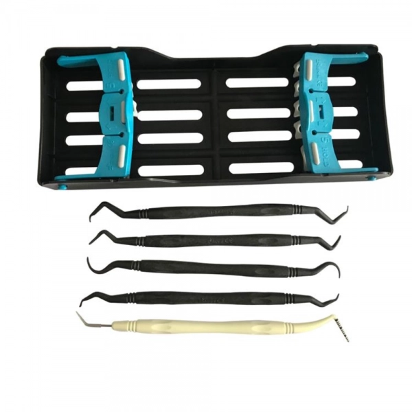 KIT 5 CURETAS EN CASSETE PARA TRATAMIENTO IMPLANTES